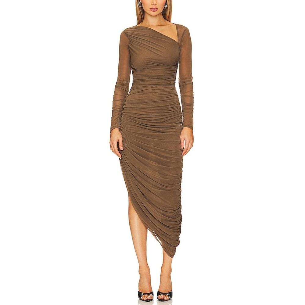 Lpa Ruched Brown Elena Dress Size XS